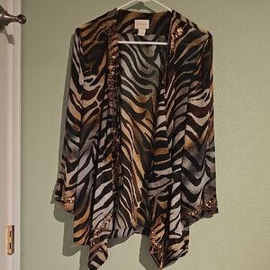 Chico's Zebra Print Draped Cardigan